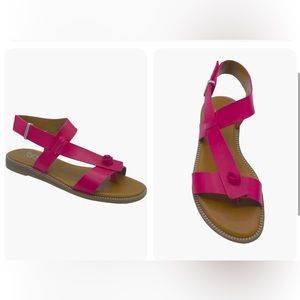 NEW Franco Sarto Asymmetrical Flat Sandals Glenni Fuchsia Size 10W